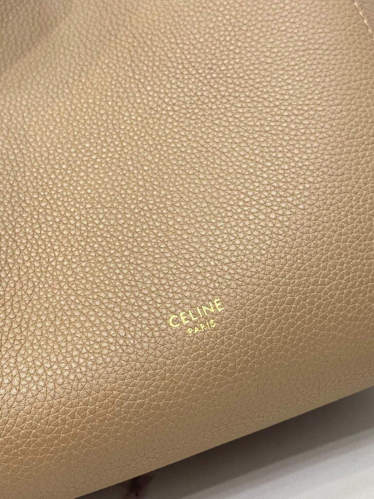 Celine 178303 Sangle Small Bucket Bag in Soft Grained Calfskin Apricot