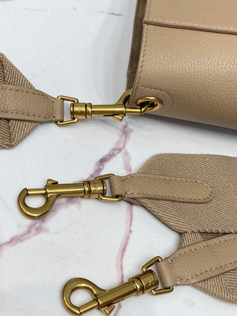 Celine 178303 Sangle Small Bucket Bag in Soft Grained Calfskin Apricot