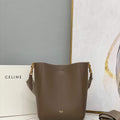 Celine 178303 Sangle Small Bucket Bag in Soft Grained Calfskin Taupe - Default Title - View 1