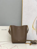 Celine 178303 Sangle Small Bucket Bag in Soft Grained Calfskin Taupe