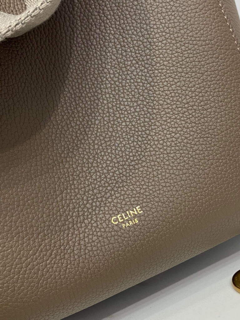 Celine 178303 Sangle Small Bucket Bag in Soft Grained Calfskin Taupe