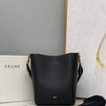 Celine 178303 Sangle Small Bucket Bag in Soft Grained Calfskin Black - Default Title - View 1