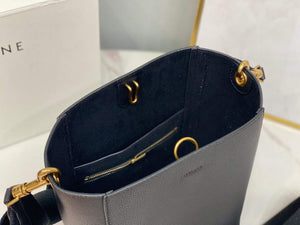 Celine 178303 Sangle Small Bucket Bag in Soft Grained Calfskin Black - Default Title - View 8