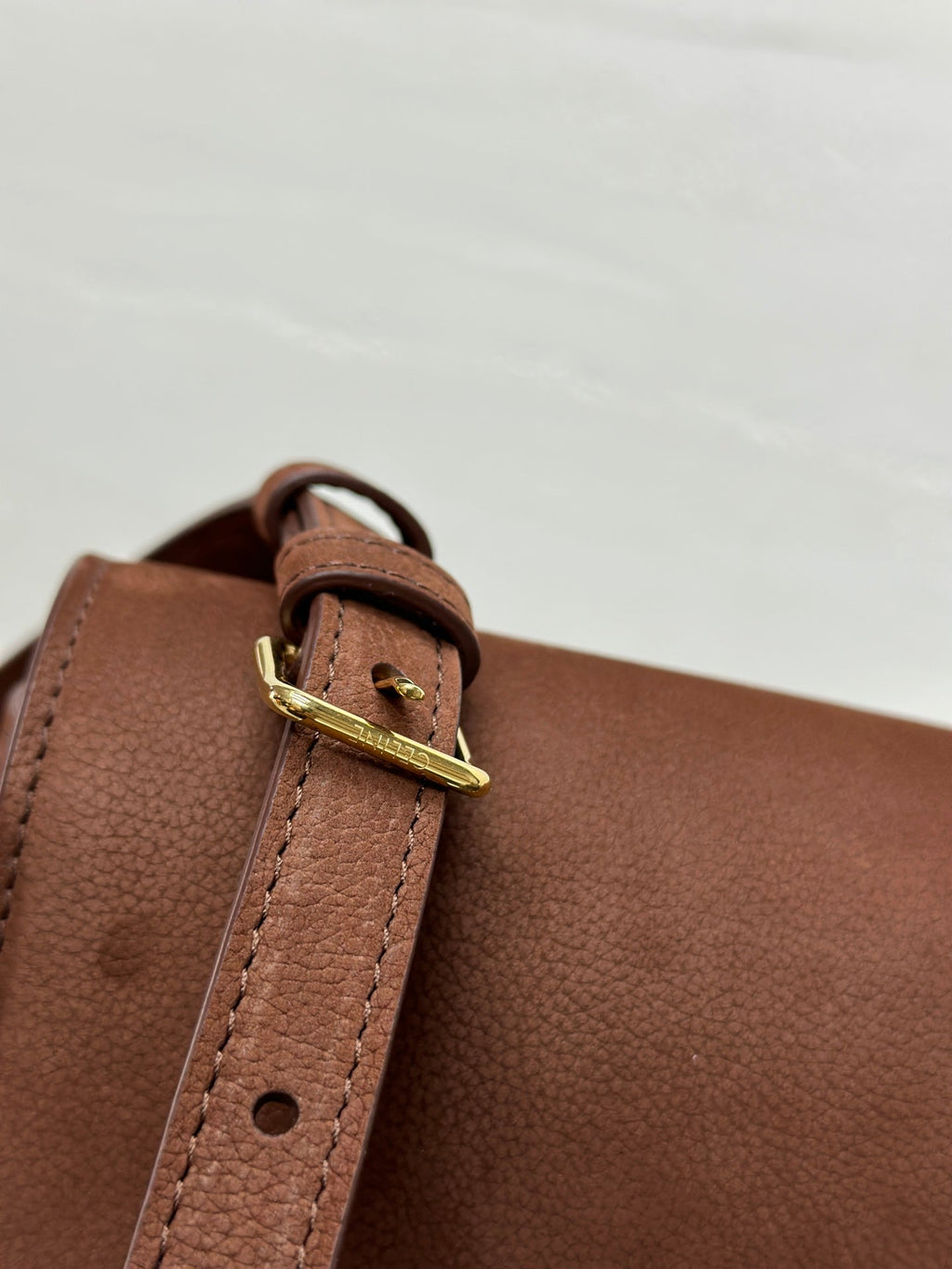 Celine 187363 Medium CLASSIQUE TRIOMPHE BAG IN Suede Brown