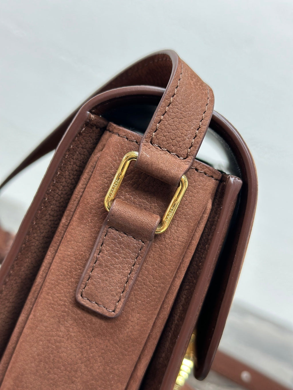 Celine 187363 Medium CLASSIQUE TRIOMPHE BAG IN Suede Brown
