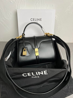 Celine 188003 Small 16 Bag IN Satinated Calfskin Black - Default Title - View 1