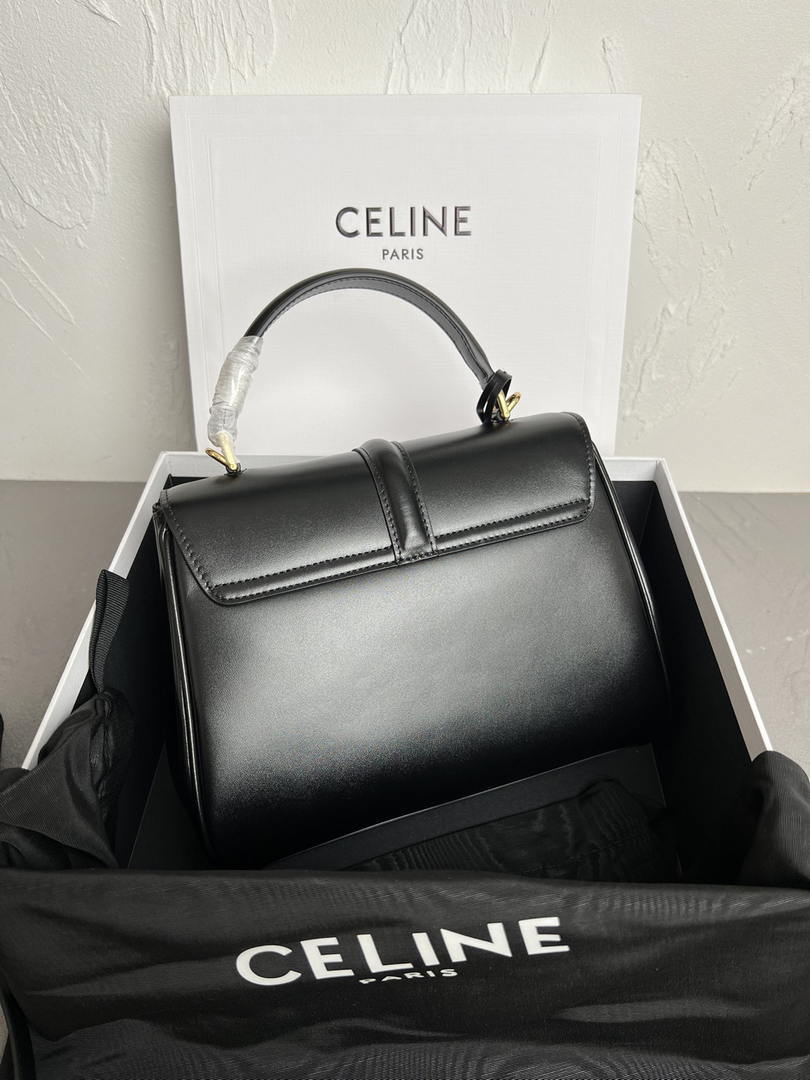 Celine 188003 Small 16 Bag IN Satinated Calfskin Black