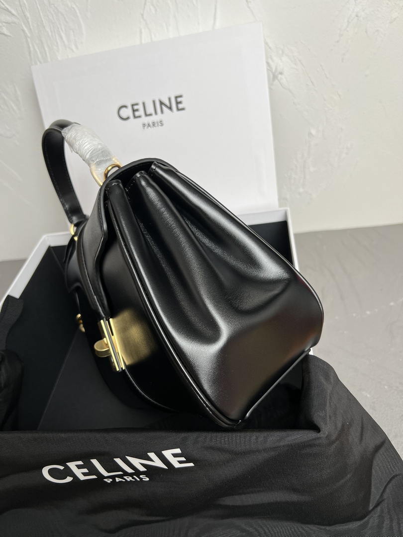 Celine 188003 Small 16 Bag IN Satinated Calfskin Black