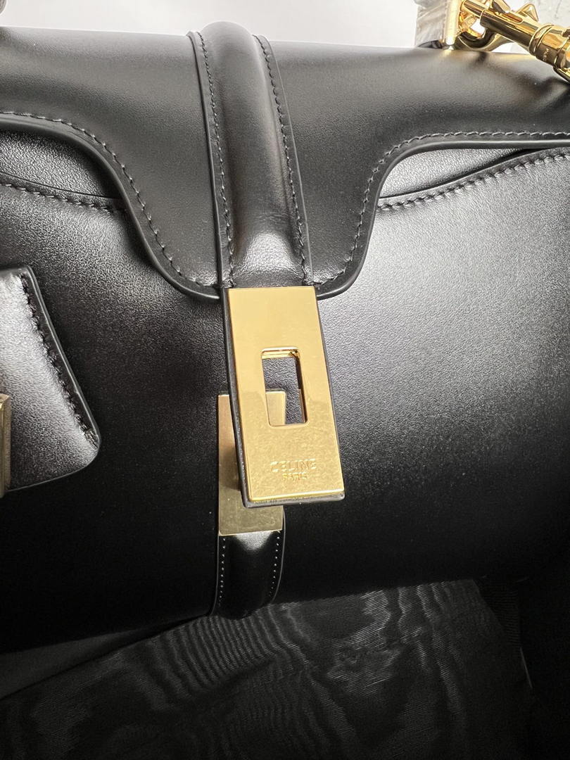 Celine 188003 Small 16 Bag IN Satinated Calfskin Black