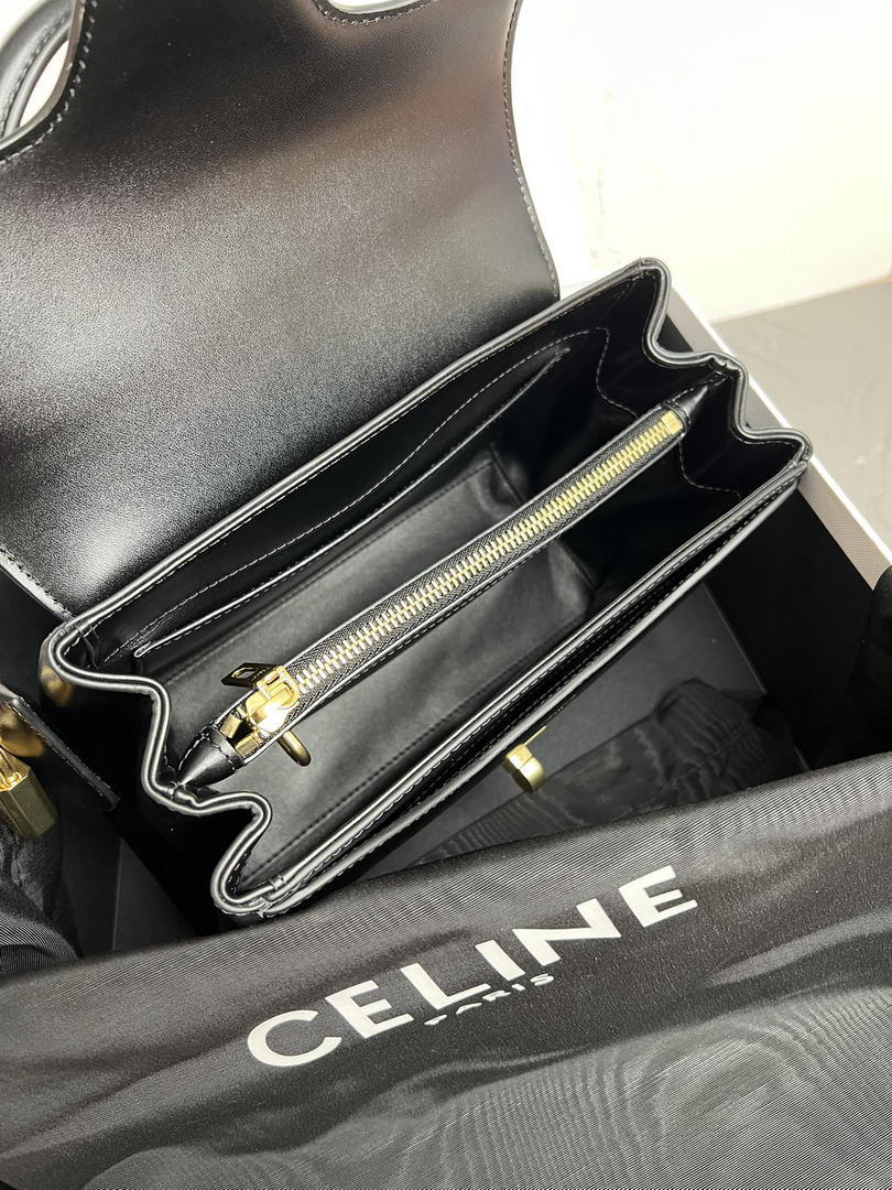Celine 188003 Small 16 Bag IN Satinated Calfskin Black