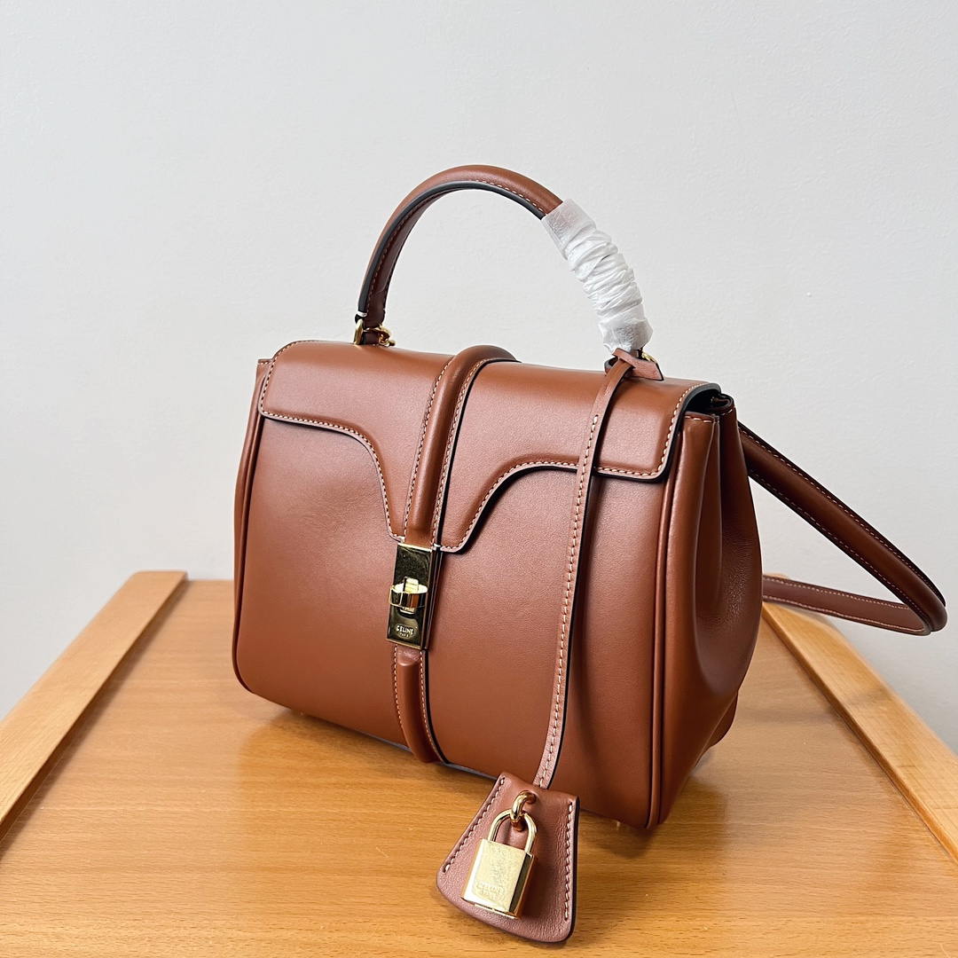 Celine 188003 Small 16 Bag IN Satinated Calfskin Brown