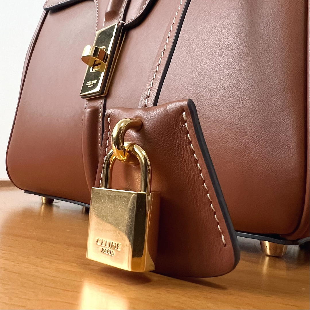 Celine 188003 Small 16 Bag IN Satinated Calfskin Brown
