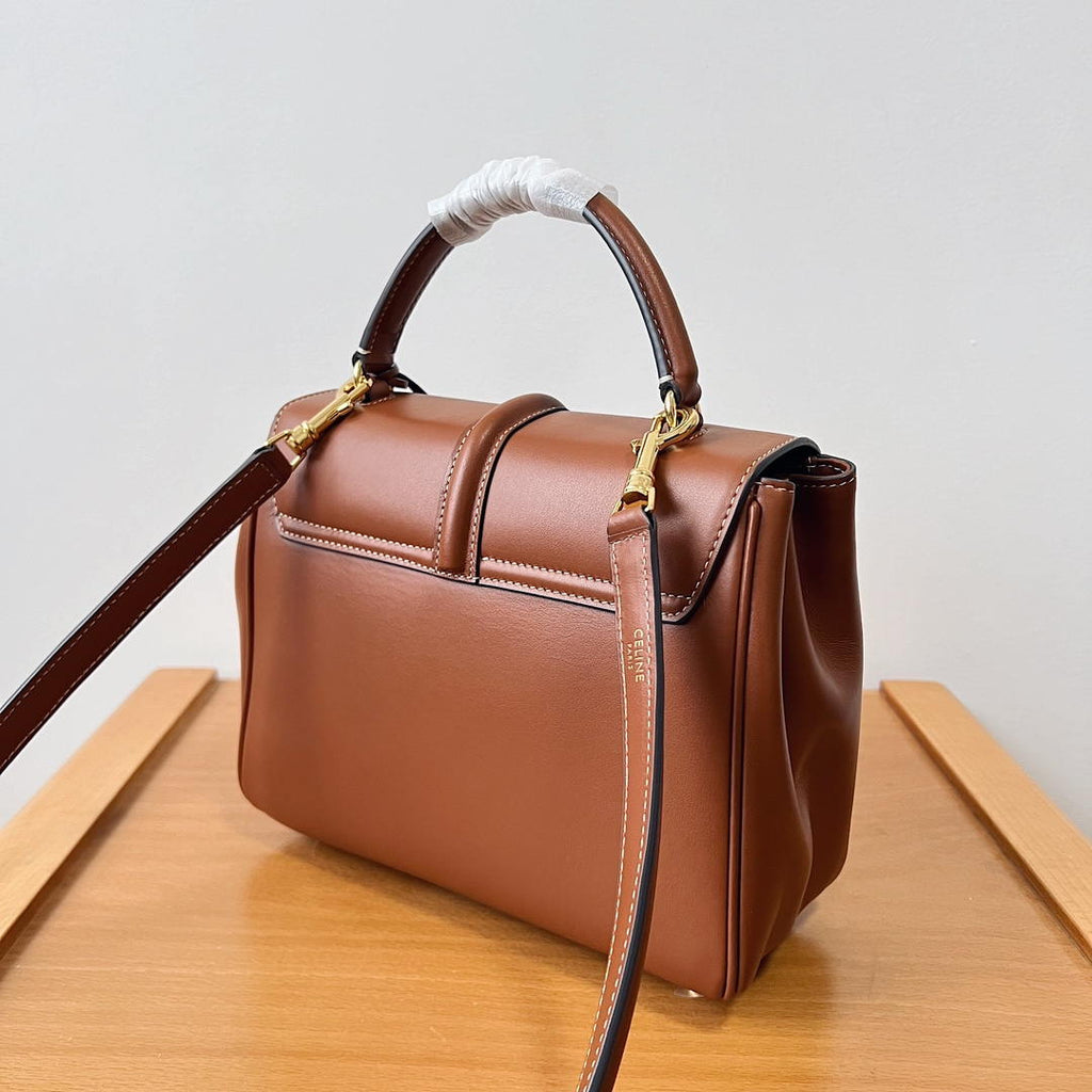 Celine 188003 Small 16 Bag IN Satinated Calfskin Brown