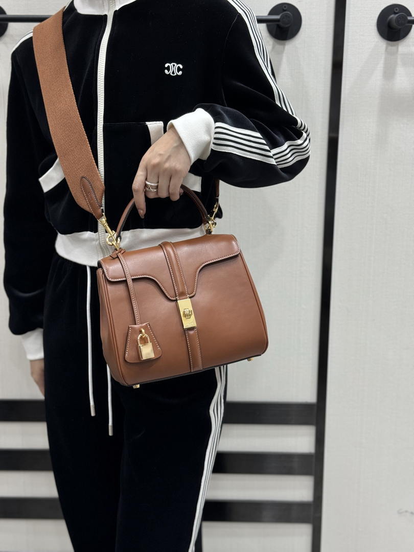 Celine 188003 Small 16 Bag IN Satinated Calfskin Brown