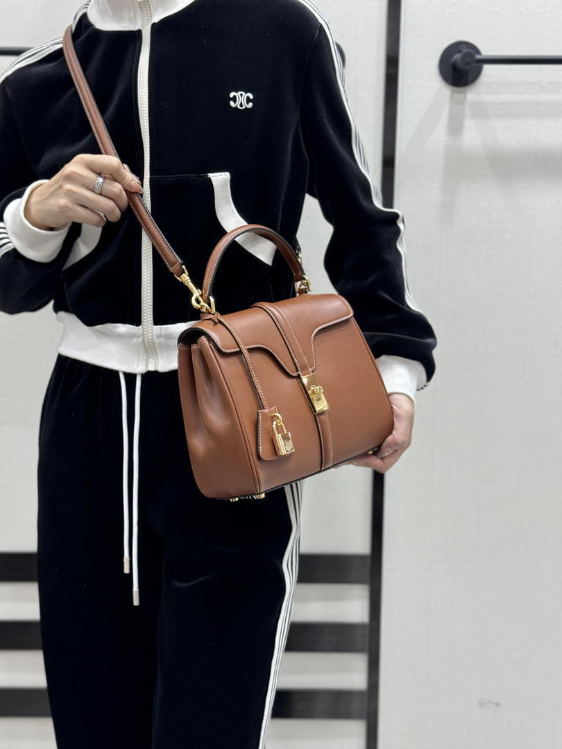 Celine 188003 Small 16 Bag IN Satinated Calfskin Brown
