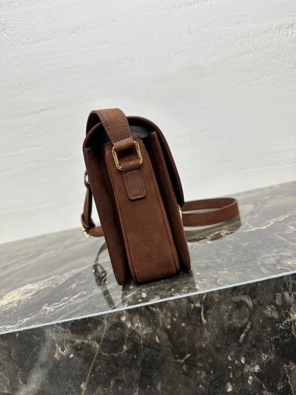 Celine 188423 TEEN TRIOMPHE BAG IN Suede Brown
