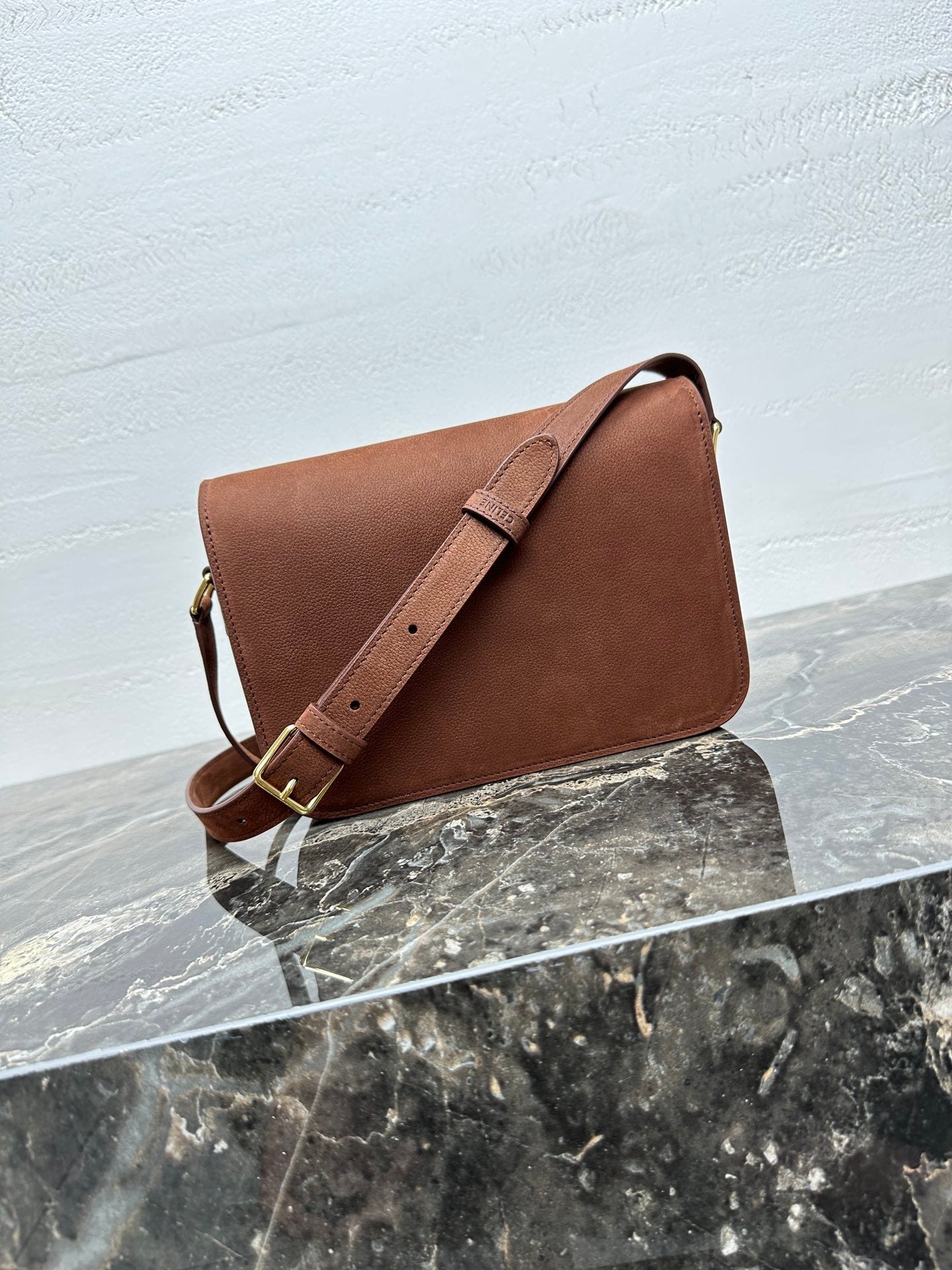 Celine 188423 TEEN TRIOMPHE BAG IN Suede Brown