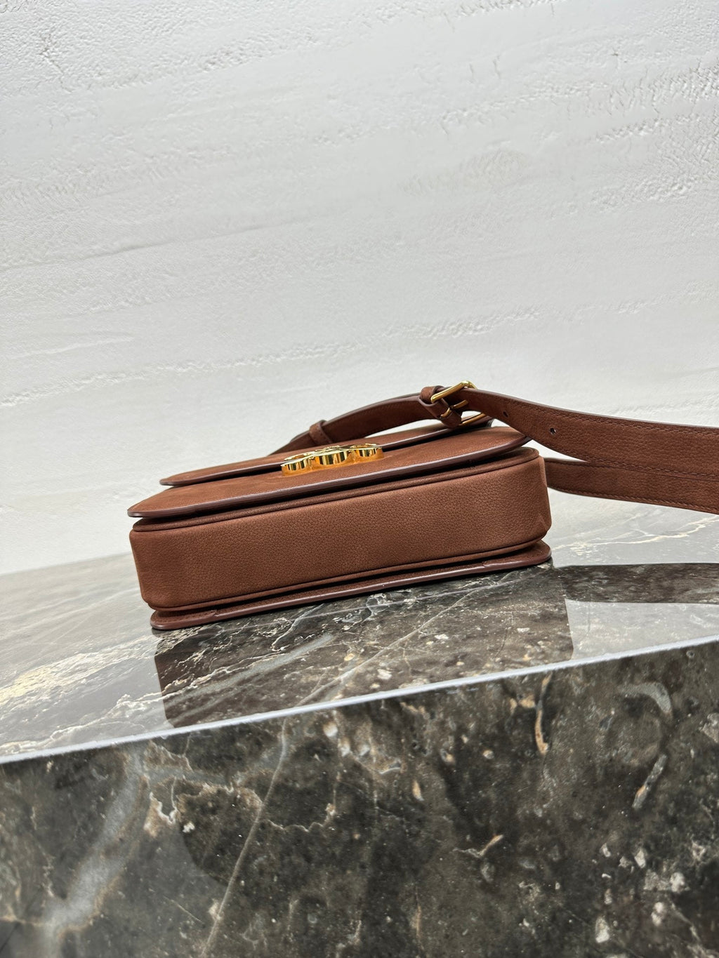 Celine 188423 TEEN TRIOMPHE BAG IN Suede Brown