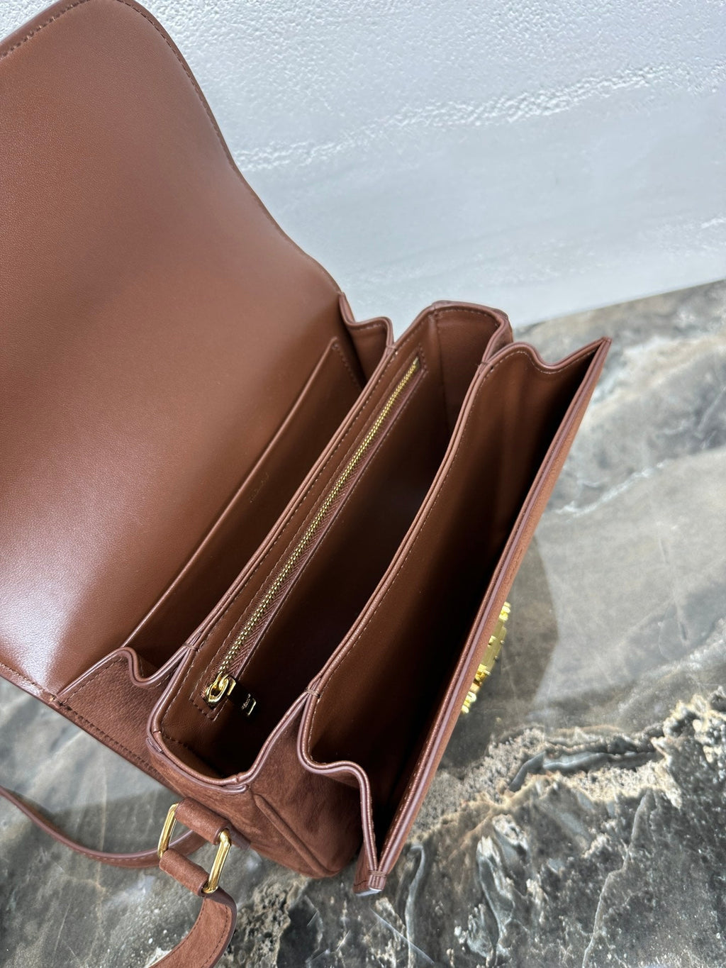Celine 188423 TEEN TRIOMPHE BAG IN Suede Brown