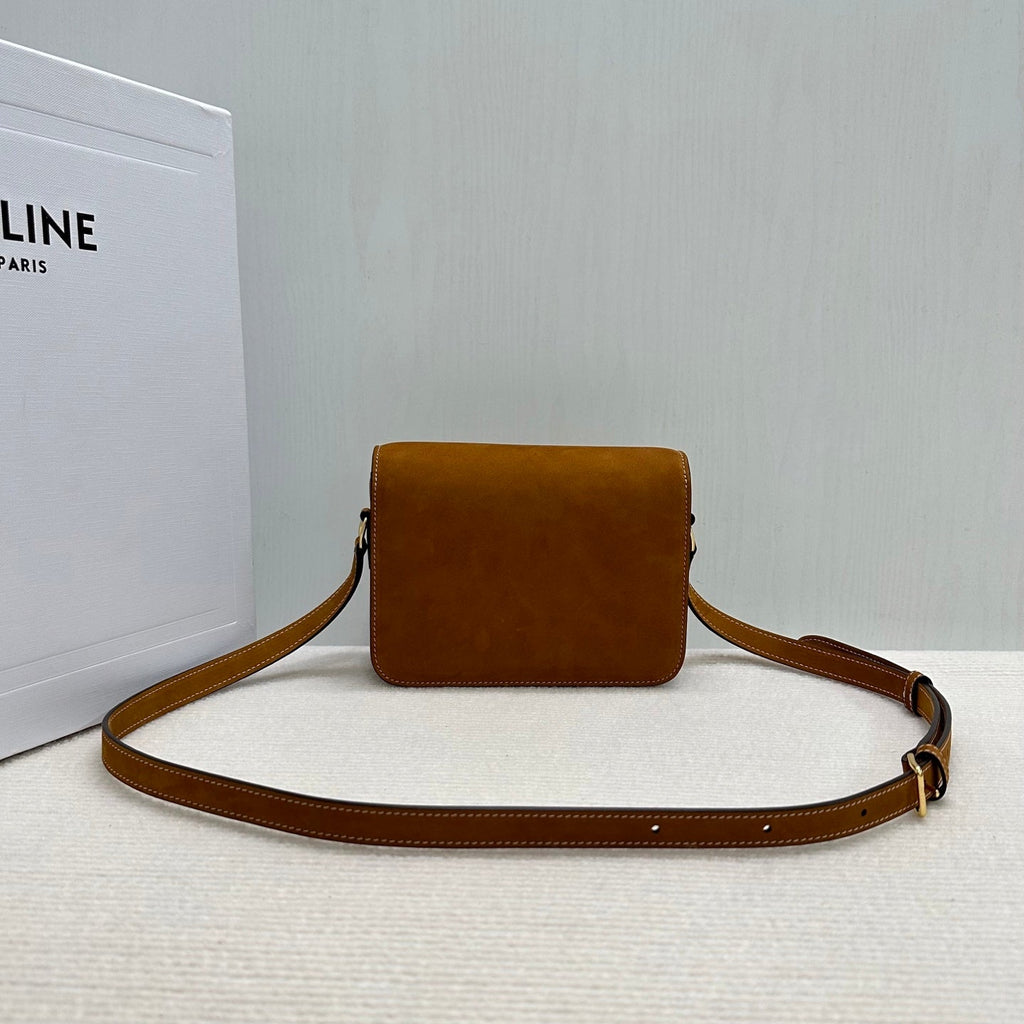 Celine 188423 TEEN TRIOMPHE BAG IN Suede Camel