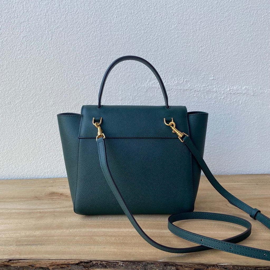 Celine 189103 Mini Belt Bag In Grained Calfskin 189153 Dark Green