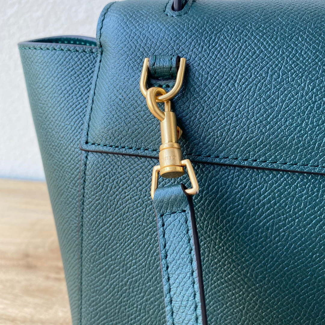Celine 189103 Mini Belt Bag In Grained Calfskin 189153 Dark Green