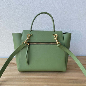 Celine 189103 Mini Belt Bag In Grained Calfskin 189153 Green - 20cm - View 2