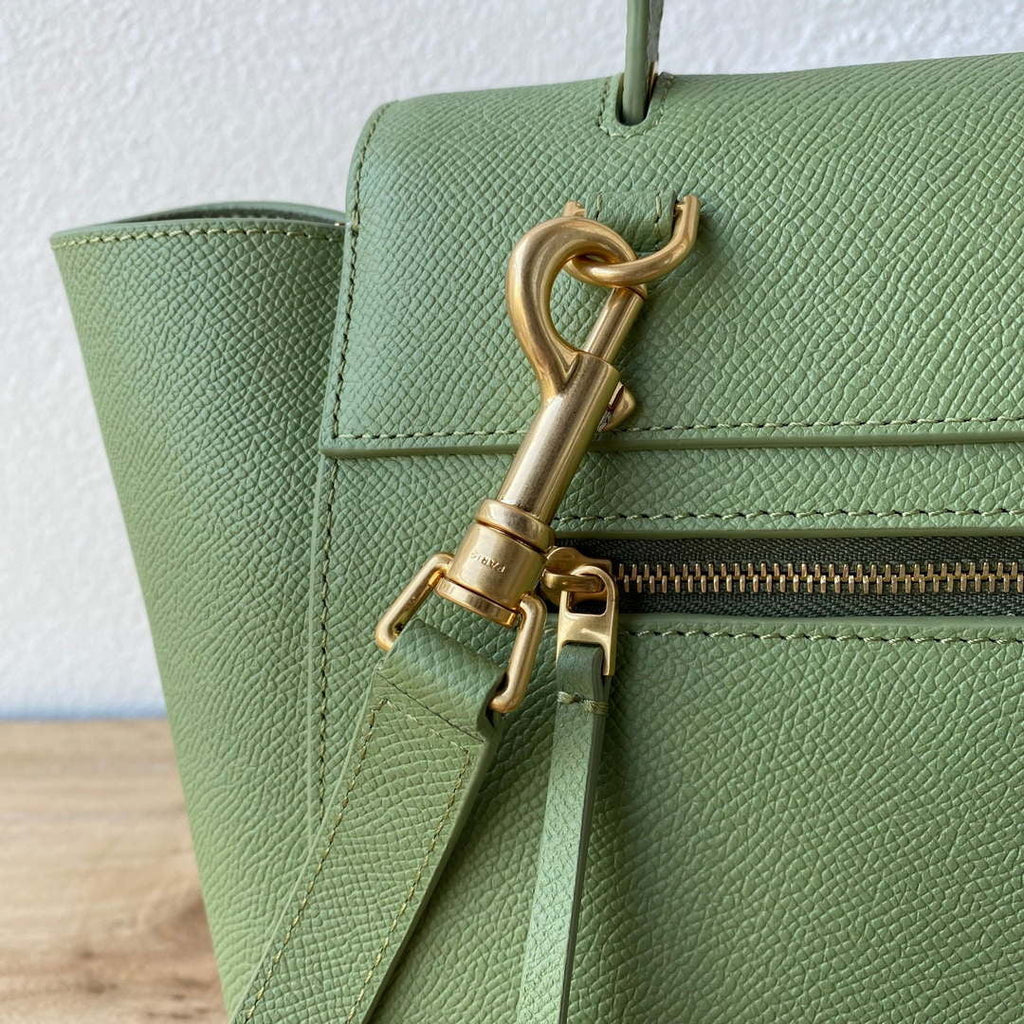 Celine 189103 Mini Belt Bag In Grained Calfskin 189153 Green