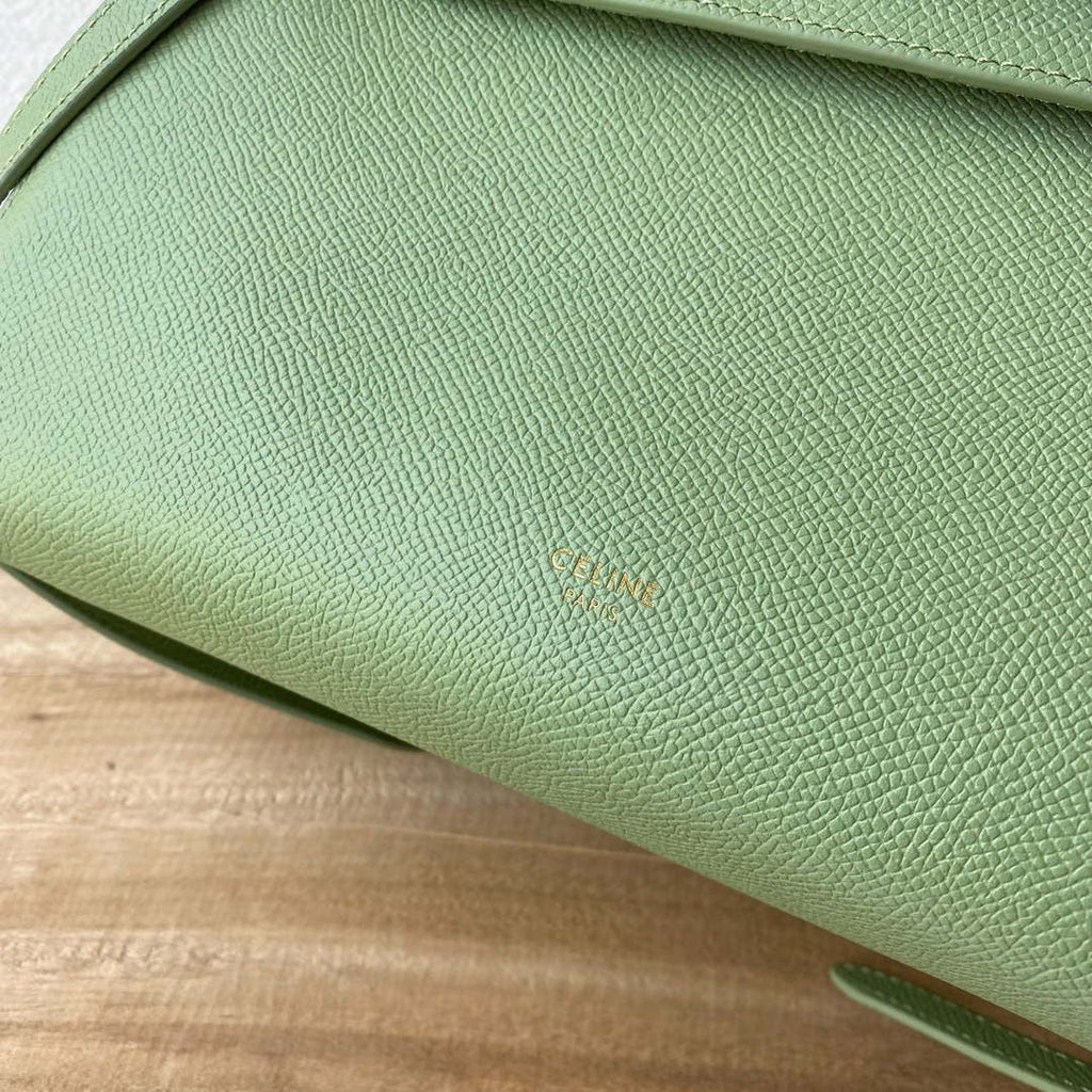 Celine 189103 Mini Belt Bag In Grained Calfskin 189153 Green