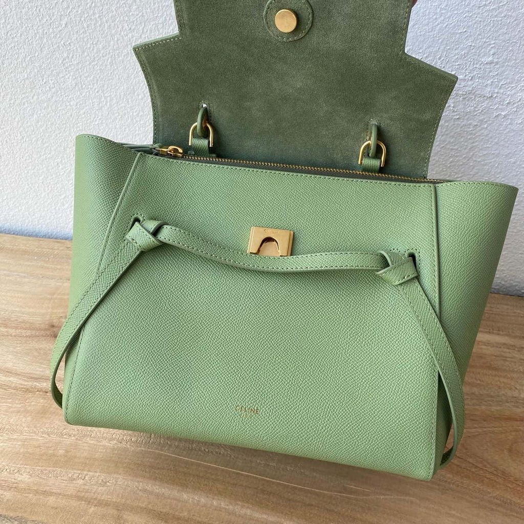Celine 189103 Mini Belt Bag In Grained Calfskin 189153 Green