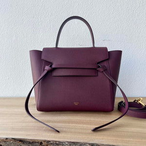 Celine 189103 Mini Belt Bag In Grained Calfskin 189153 Wine Red - 20cm - View 1