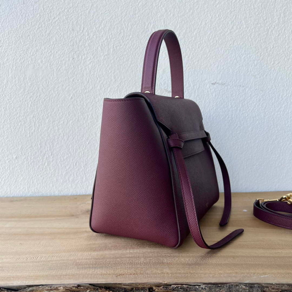 Celine 189103 Mini Belt Bag In Grained Calfskin 189153 Wine Red