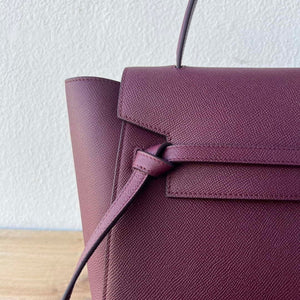 Celine 189103 Mini Belt Bag In Grained Calfskin 189153 Wine Red - 20cm - View 6