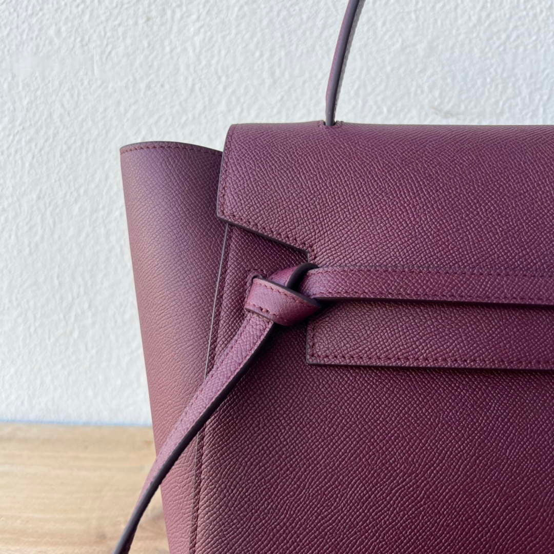 Celine 189103 Mini Belt Bag In Grained Calfskin 189153 Wine Red