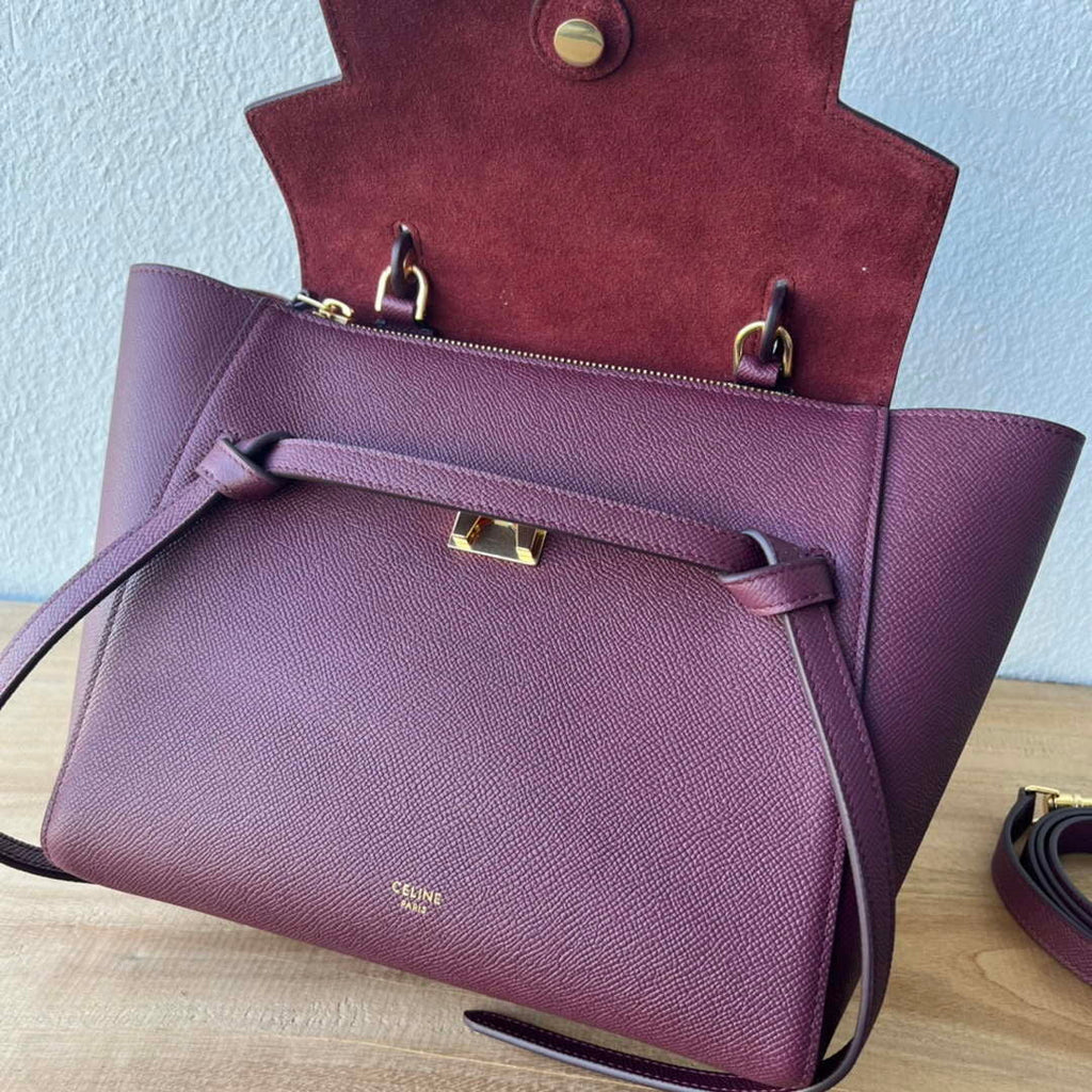 Celine 189103 Mini Belt Bag In Grained Calfskin 189153 Wine Red