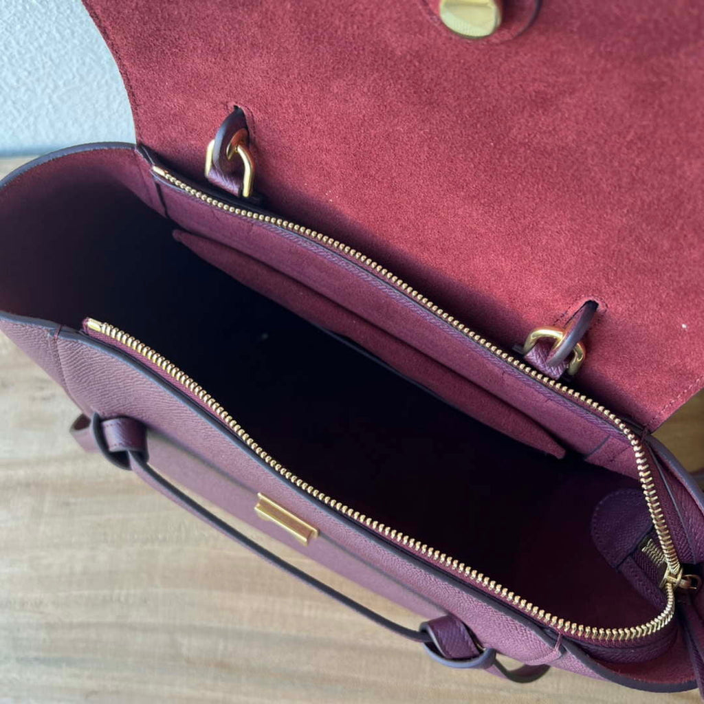 Celine 189103 Mini Belt Bag In Grained Calfskin 189153 Wine Red