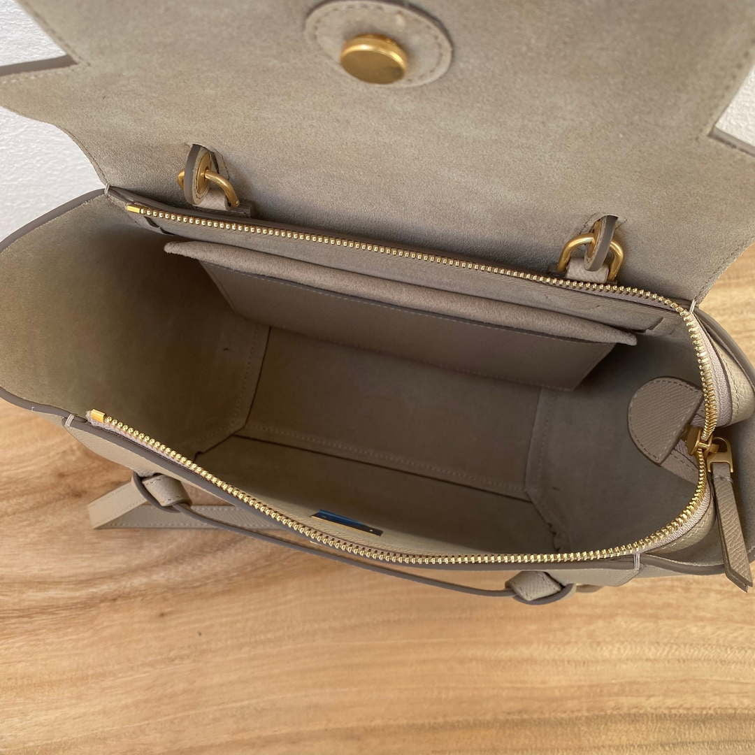 Celine 189103 Mini Belt Bag In Grained Calfskin 189153 Elephant gray