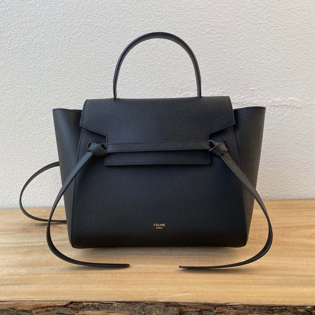 Celine 189103 Mini Belt Bag In Grained Calfskin Black 189153 - 20cm - View 1