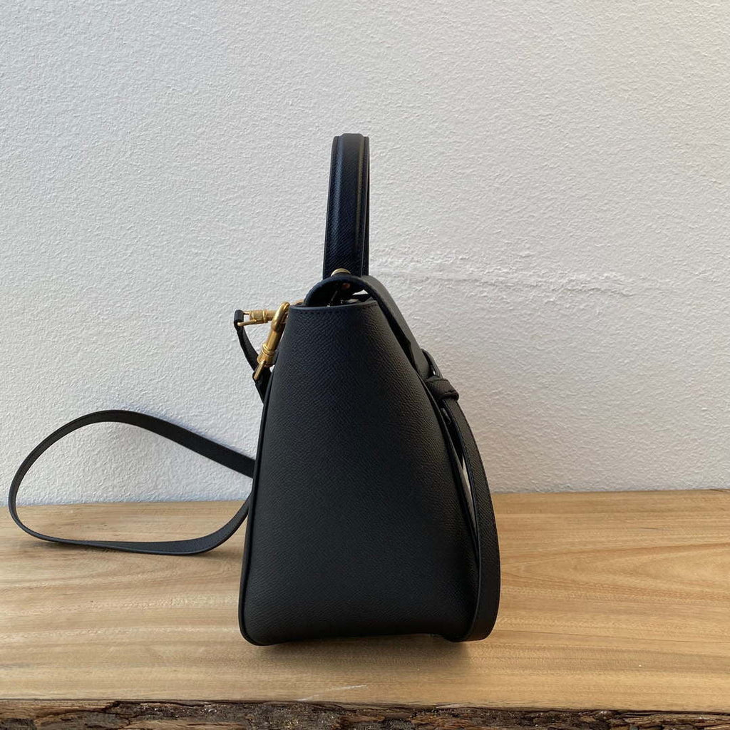 Celine 189103 Mini Belt Bag In Grained Calfskin Black 189153