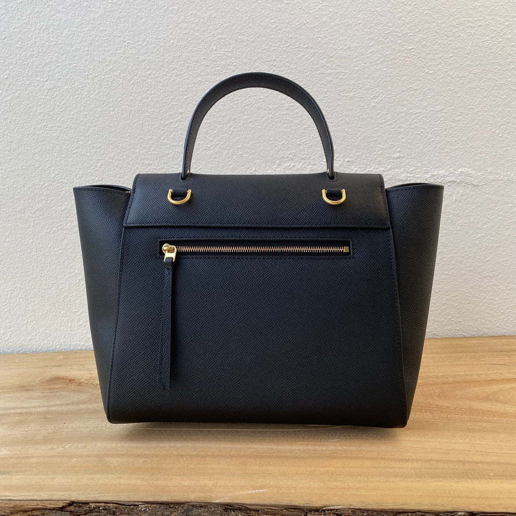 Celine 189103 Mini Belt Bag In Grained Calfskin Black 189153