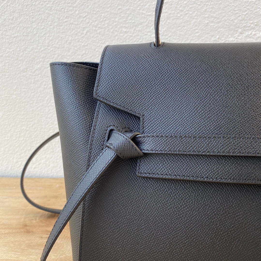 Celine 189103 Mini Belt Bag In Grained Calfskin Black 189153