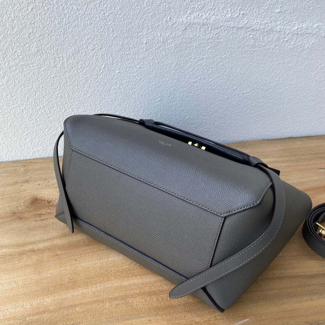 Celine 189103 Mini Belt Bag In Grained Calfskin Black 189153 Gray