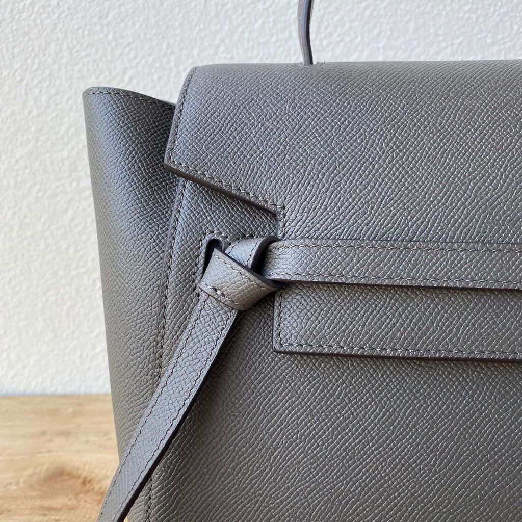 Celine 189103 Mini Belt Bag In Grained Calfskin Black 189153 Gray