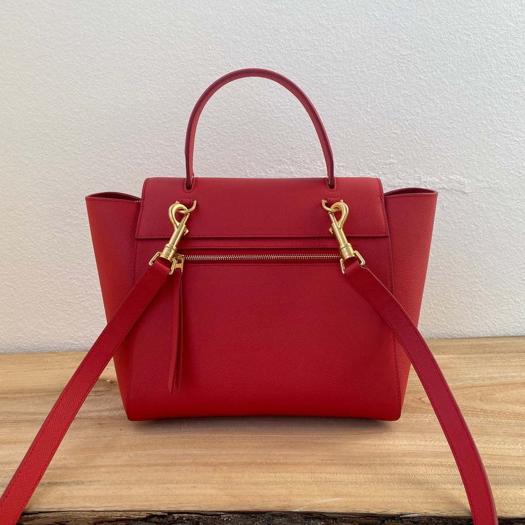 Celine 189103 Mini Belt Bag In Grained Calfskin 189153 Red