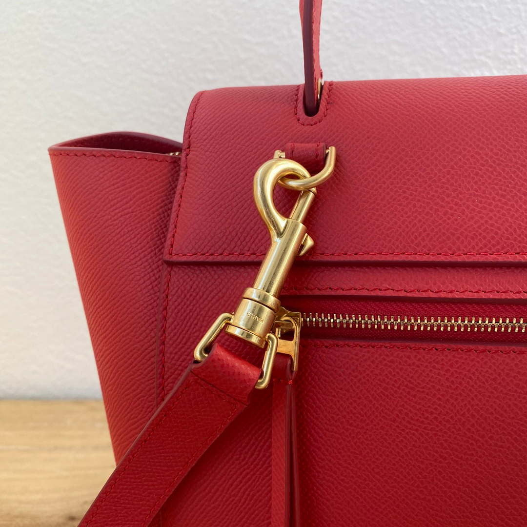 Celine 189103 Mini Belt Bag In Grained Calfskin 189153 Red - 20cm - View 4
