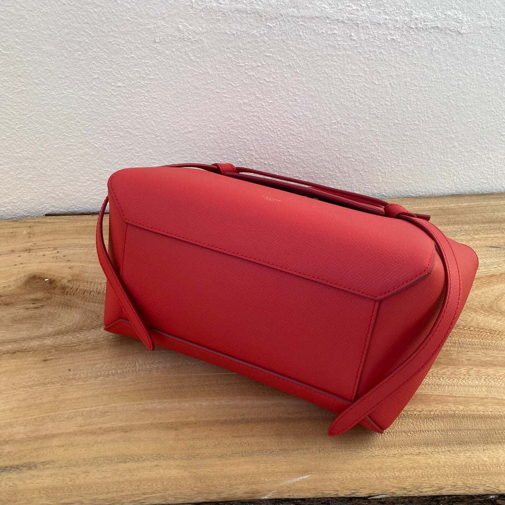 Celine 189103 Mini Belt Bag In Grained Calfskin 189153 Red
