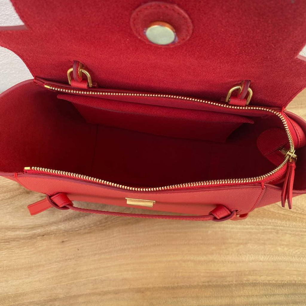 Celine 189103 Mini Belt Bag In Grained Calfskin 189153 Red