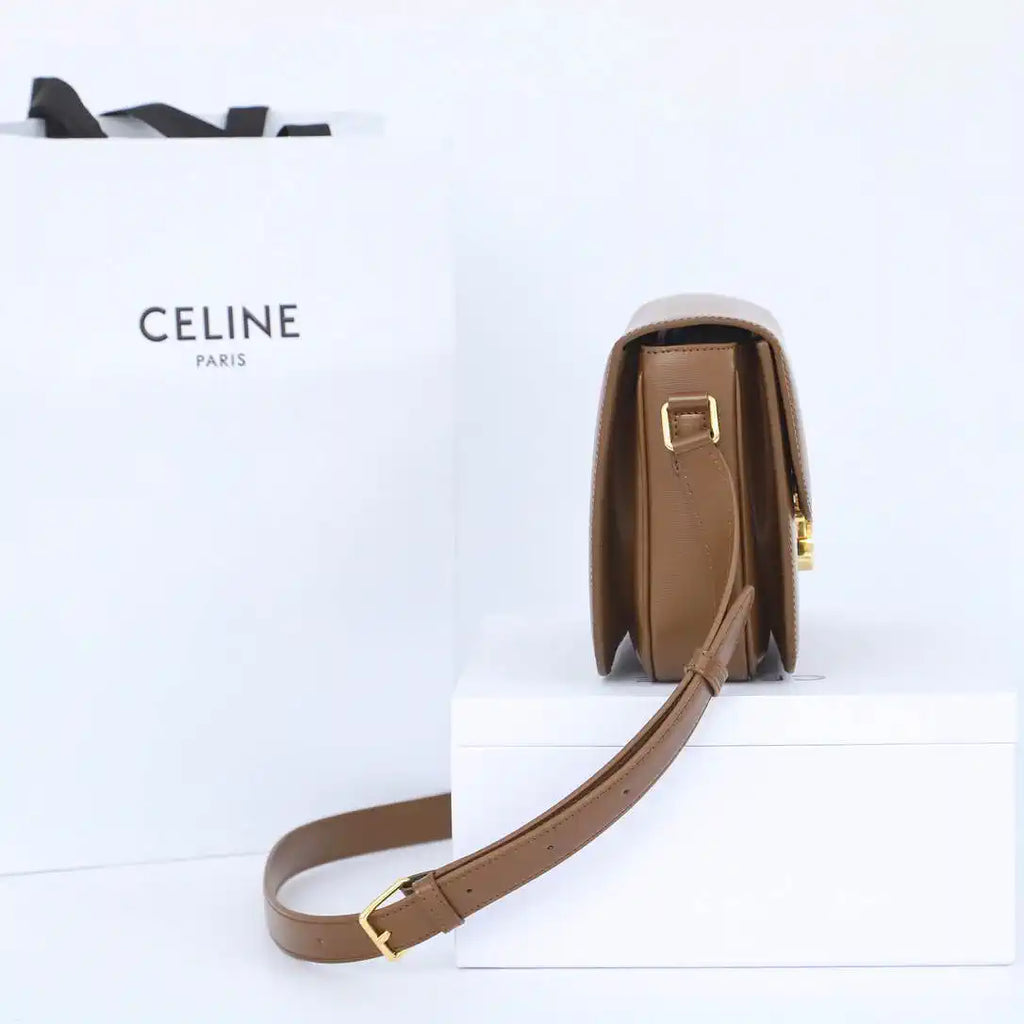 Celine 191242 CLASSIQUE TRIOMPHE BAG IN Calfskin Leather Brown