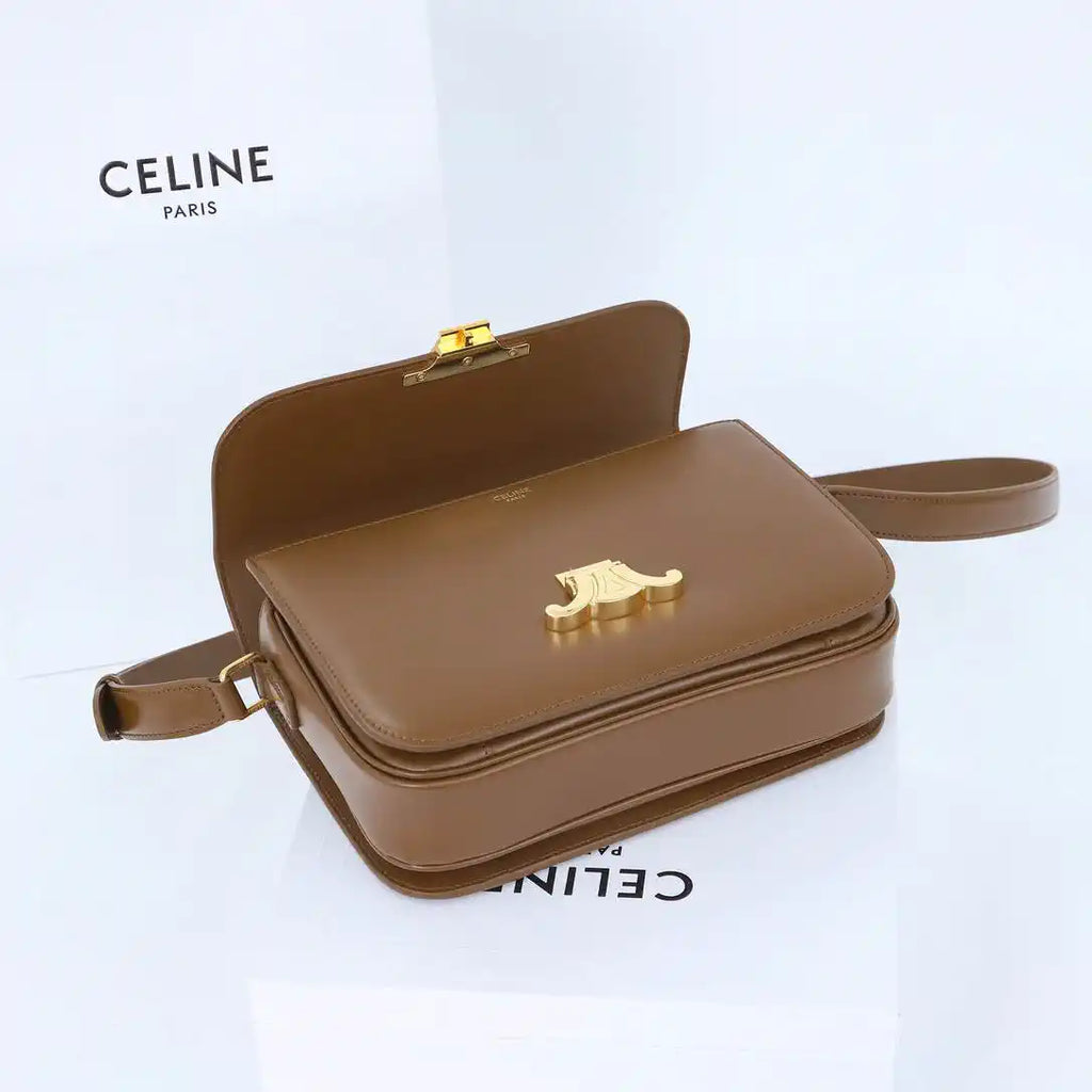 Celine 191242 CLASSIQUE TRIOMPHE BAG IN Calfskin Leather Brown