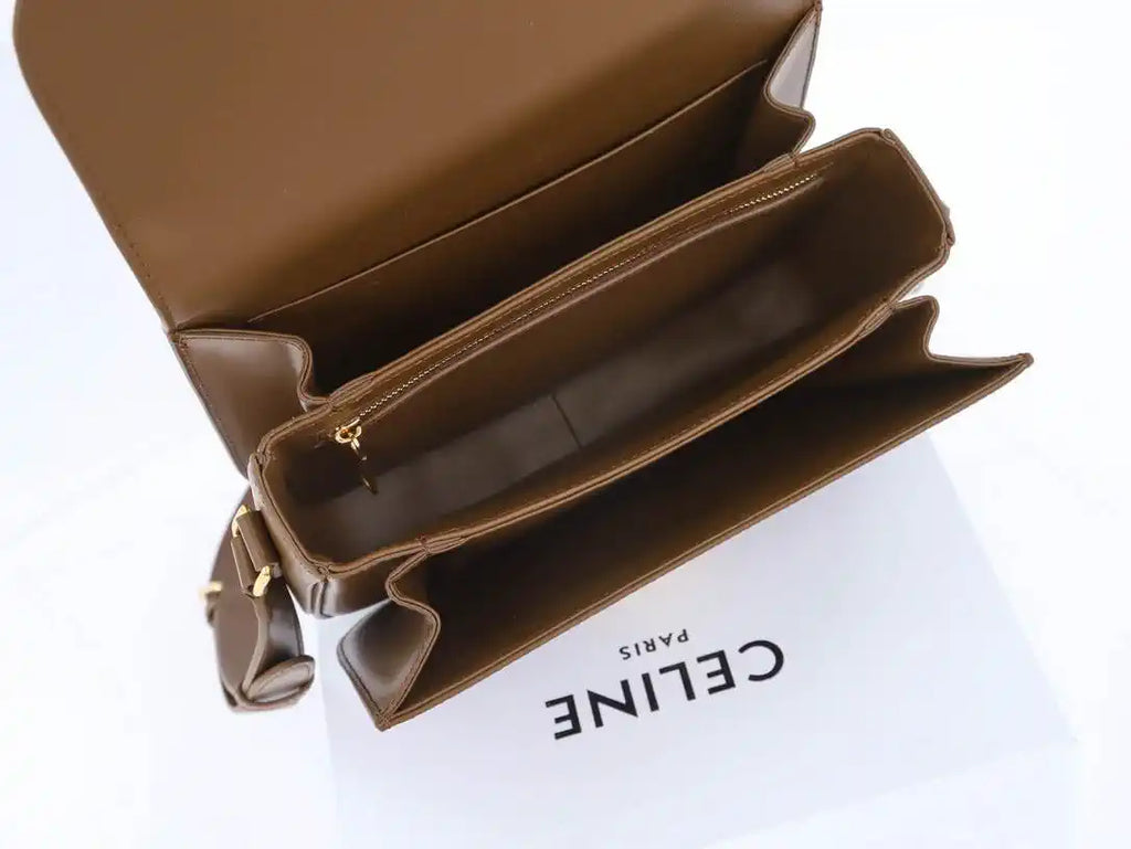 Celine 191242 CLASSIQUE TRIOMPHE BAG IN Calfskin Leather Brown